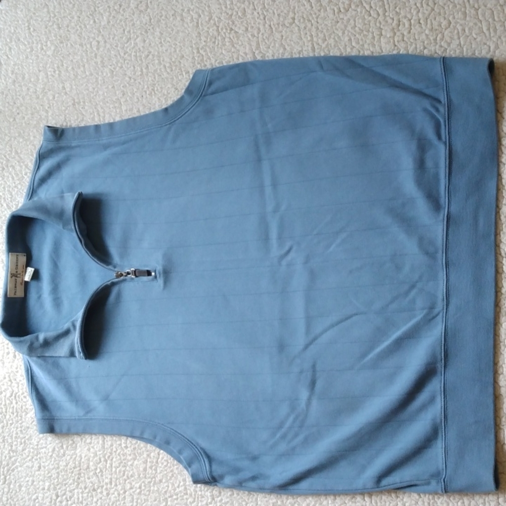 Fairway & Greene Pima Cotton 1/4 Zip Blue Sweater Vest (Large)